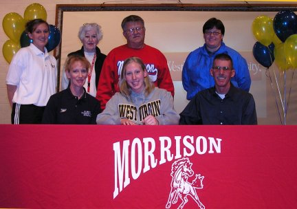 Rachel Fedyk accompanied by parents and coaches