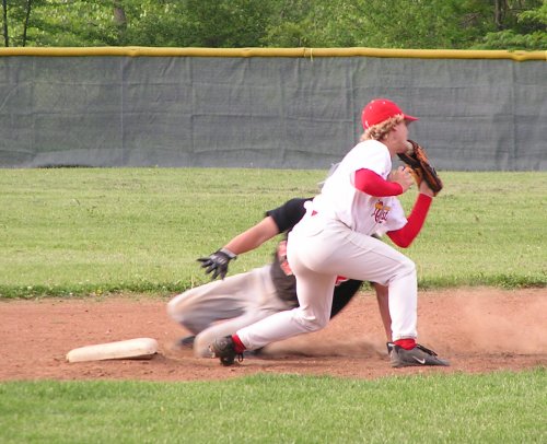 Tom Drosopoulos trying to stop a steal