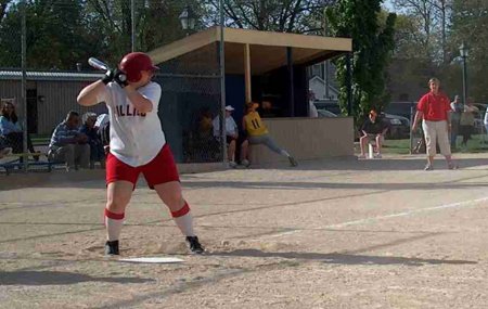 Jessie Pell ready to hit the ball.